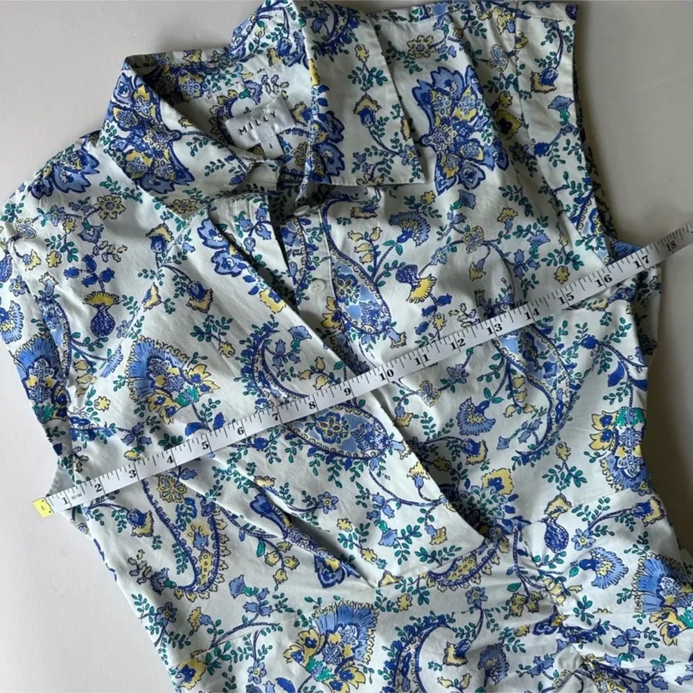 Milly Maxwell Sketched Paisley Dress in Blue and White Size 4